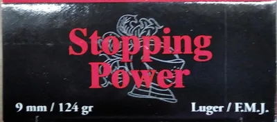 Balas Stopping Power Vaina 9mm 124gr FMJ x50